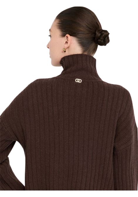 Dolcevita in lana con bottoni gioiello CIOCCOLATO Liu Jo | MF5425MS040X0385